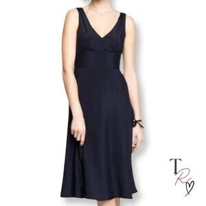 J.Crew Sophia Silk Chiffon Sleeveless V-Neck Midi Dress Navy Blue Women’s 6